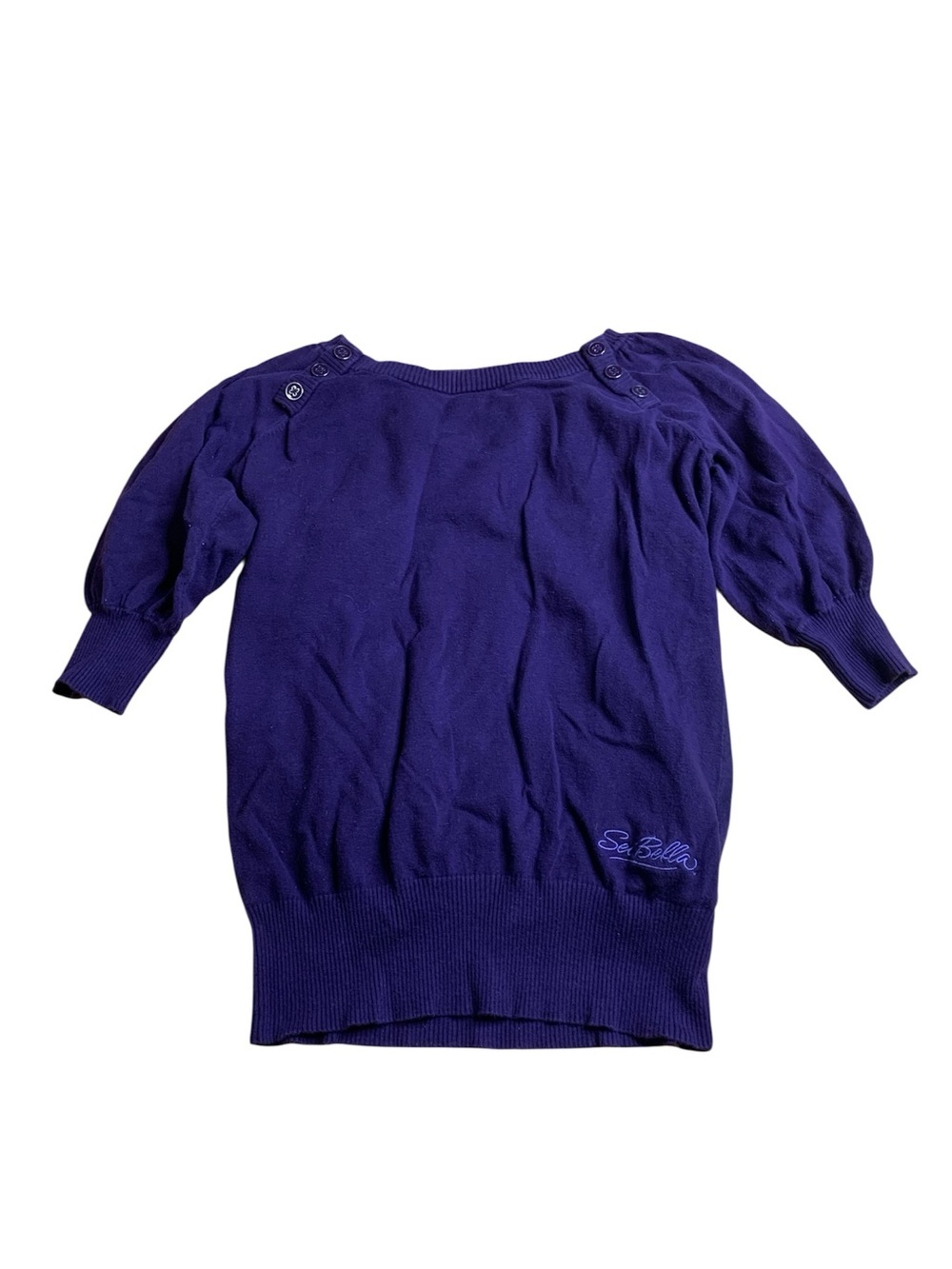 Sei Bella Purple Button-Accent Knit Sweater - Size M